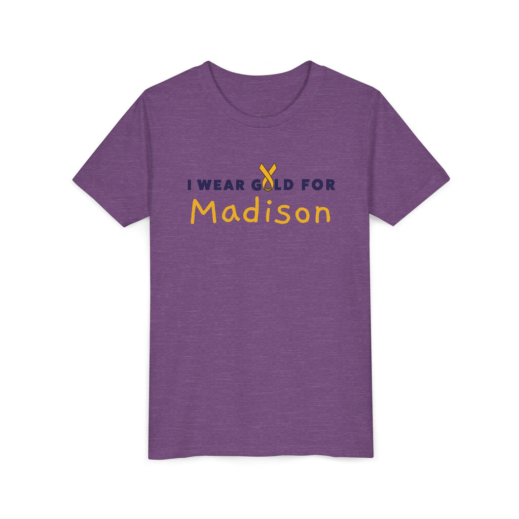 (YOUTH) I Wear Gold for Madison Childhood Cancer Awareness Short Sleeve T-Shirt